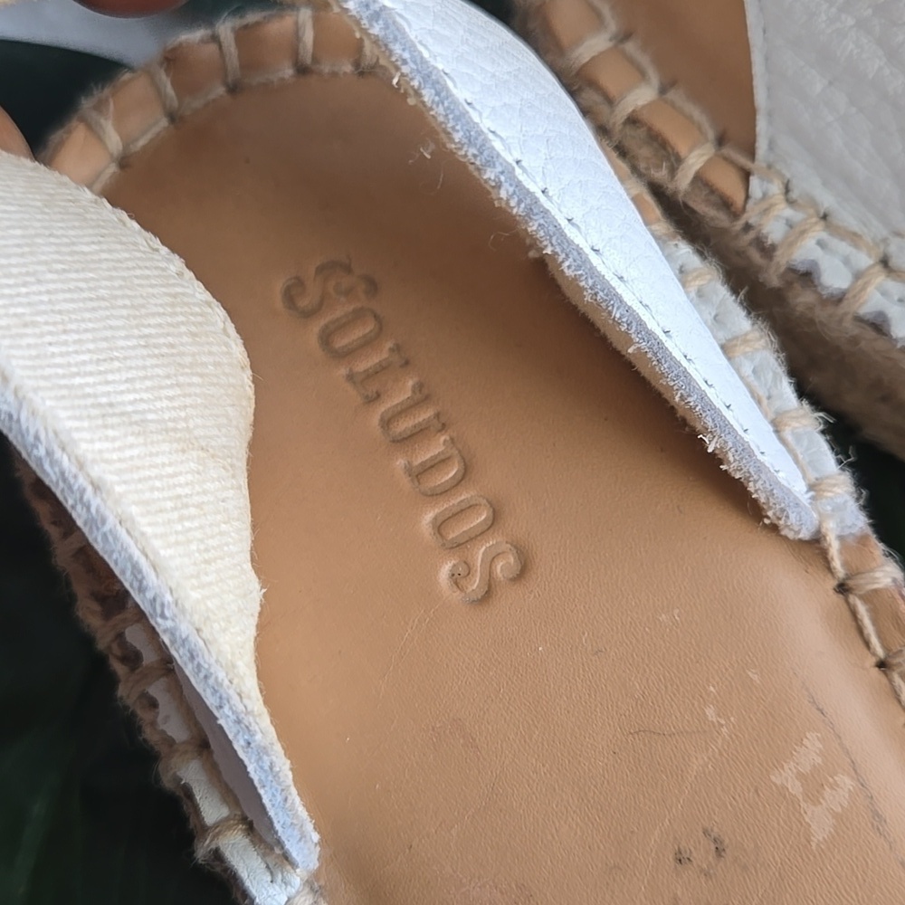 Soludos White Espadrille Sandals Ankle Strap Vacation Beach Summer Shoes - Picture 3 of 9